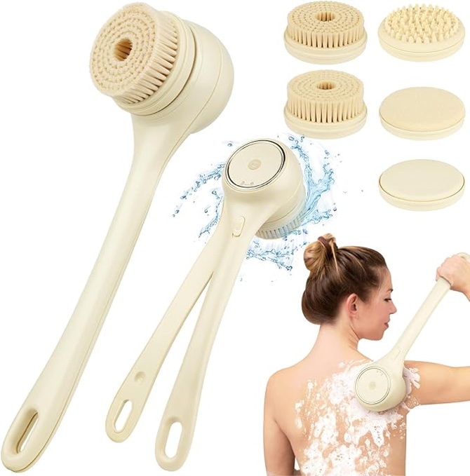 Electric Body Brush Back Scrubber for Shower, Auto Spinning Exfoliating Massage Bath Brush Rechargea