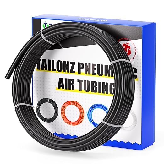 TAILONZ PNEUMATIC Black DOT 3/8 Inch od 10 Meter 32 FT Nylon Air Tubing Kit Pipe Hose Air Line Tubi