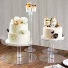Juvale 4-Piece Round Acrylic Cake Stand Set - 6-, 8-, 10- & 12-Inch Clear - Thick Stackable Cake Ris