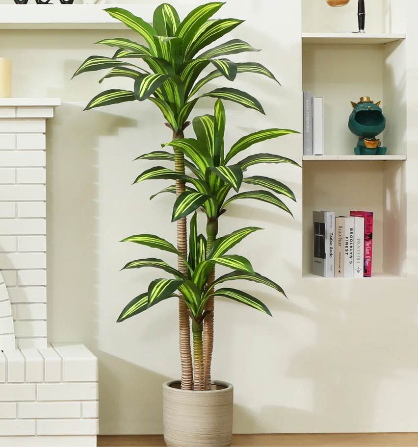 Artificial Plants, 5ft Fake Dracaena Tree in Black Plastic Pot, Faux Plants Indoor Outdoor Decor, Silk Plants for Home Decor Office Porch Patio Perfect Housewarming Gift