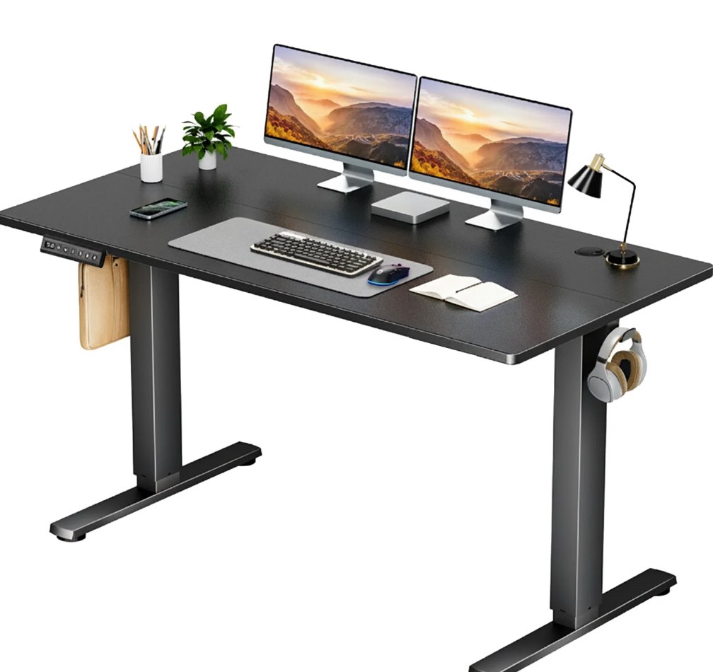 CONCETTA Electric Standing Desk, 55''x24'' Height Adjustable Desk, Home Office Desk with Electric Lift, Sit Stand Desk Workstation for Home Office, Black