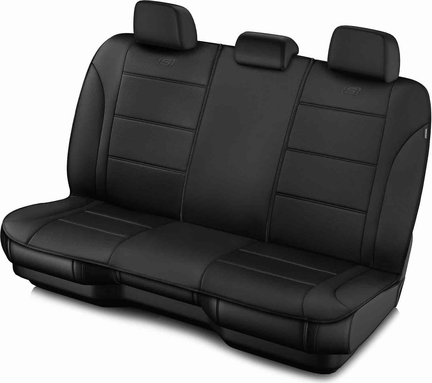 Skechers™ Memory Foam Car Seat Covers, Premium Lycra Seat Covers with Thick Memory Foam, Black Rear Seat Covers, Automotive Comfort and Protection for Most Cars, Van,Trucks, SUVs(All Black)