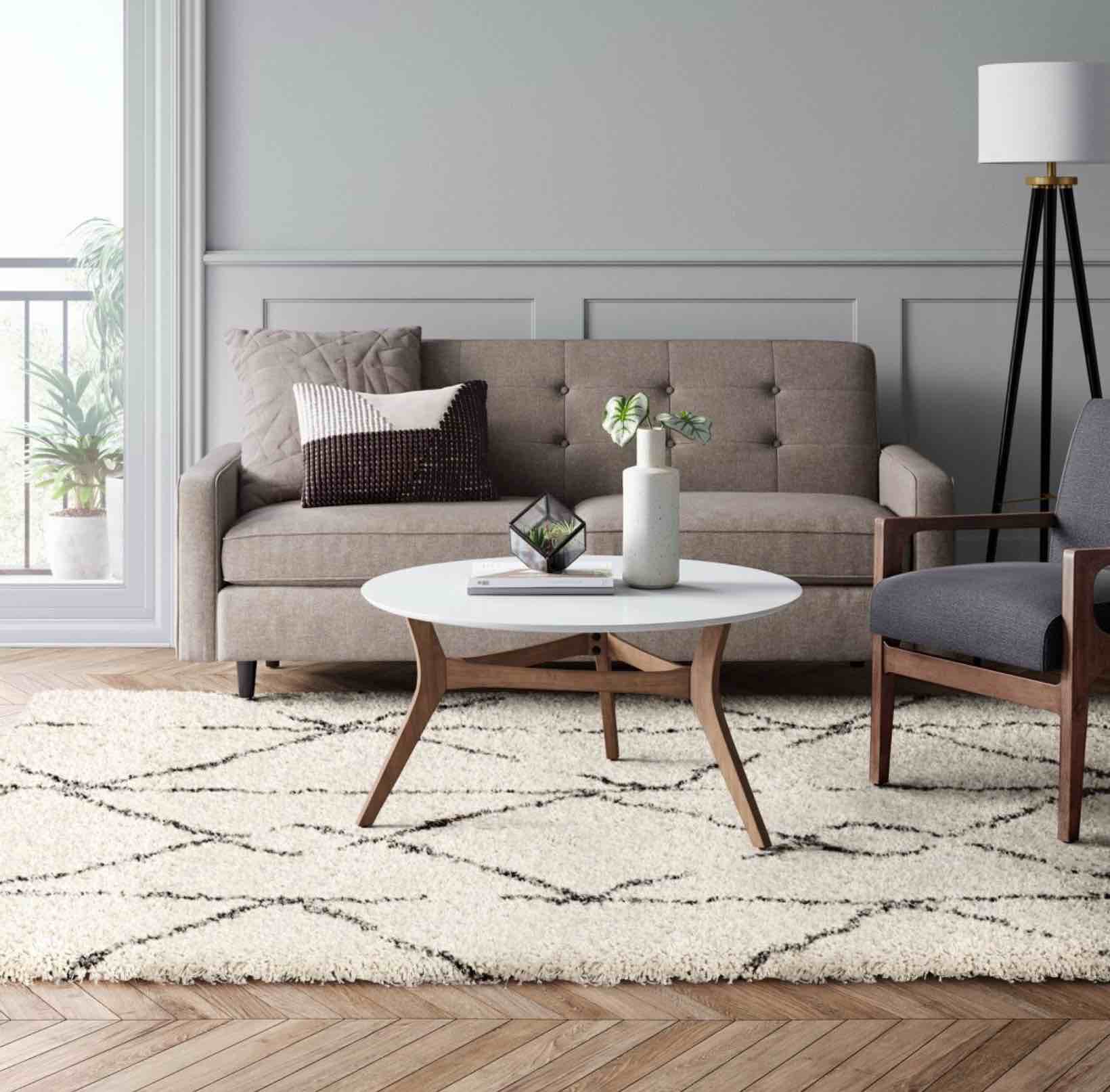 7'X10' Geometric Design Woven Area Rugs Cream/Gray - Threshold™: Modern High Pile Living Room Rug, Fade-Resistant