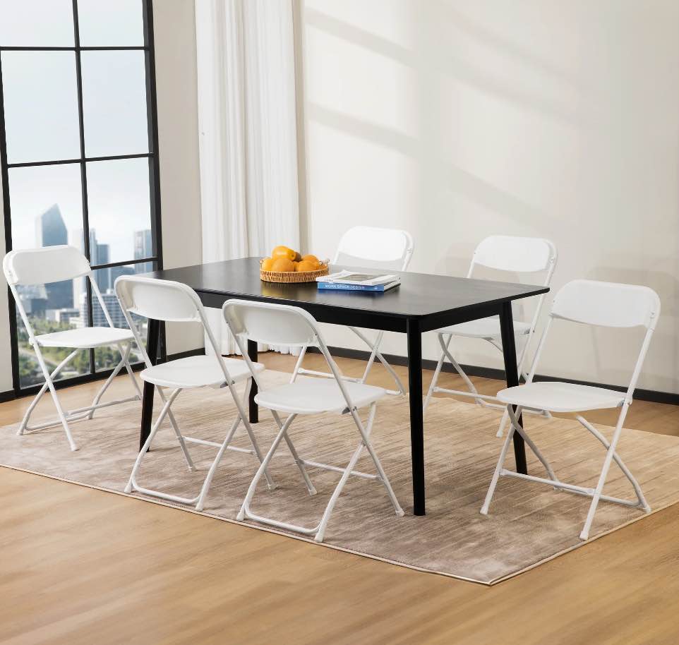 CONCETTA Plastic Folding Chair Set of 10, 330LB Load Capacity Lightweight for Indoor/Outdoor, White