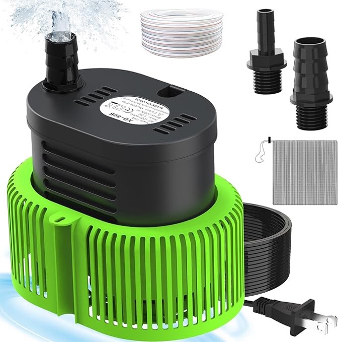 Pool Cover Pump above Ground - Submersible Water Sump Pump Swimming Water Removal Pumps, with Drainage Hose & 25 Feet Extra Long Power Cord, 850 GPH inGround, 3 Adapters