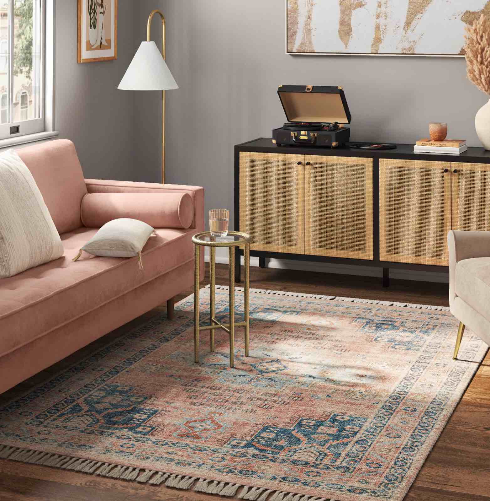 5'x7' Washable Fringed Medallion Area Rug Rust - Threshold™