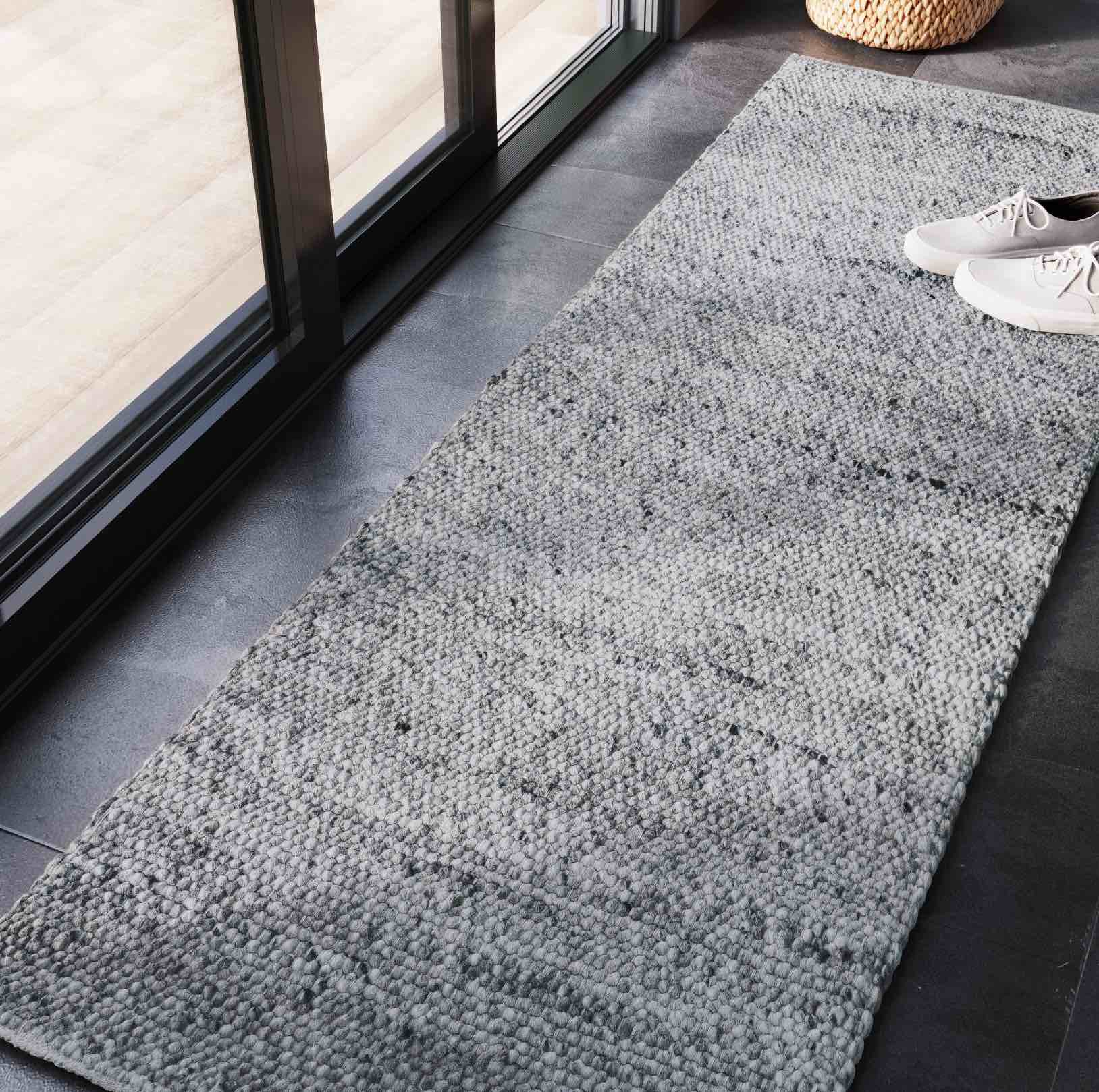 2'3"x7' Chunky Knit Wool Woven Rug Gray - Threshold™: Handmade Indoor Runner, GoodWeave Certified, Cotton Backing