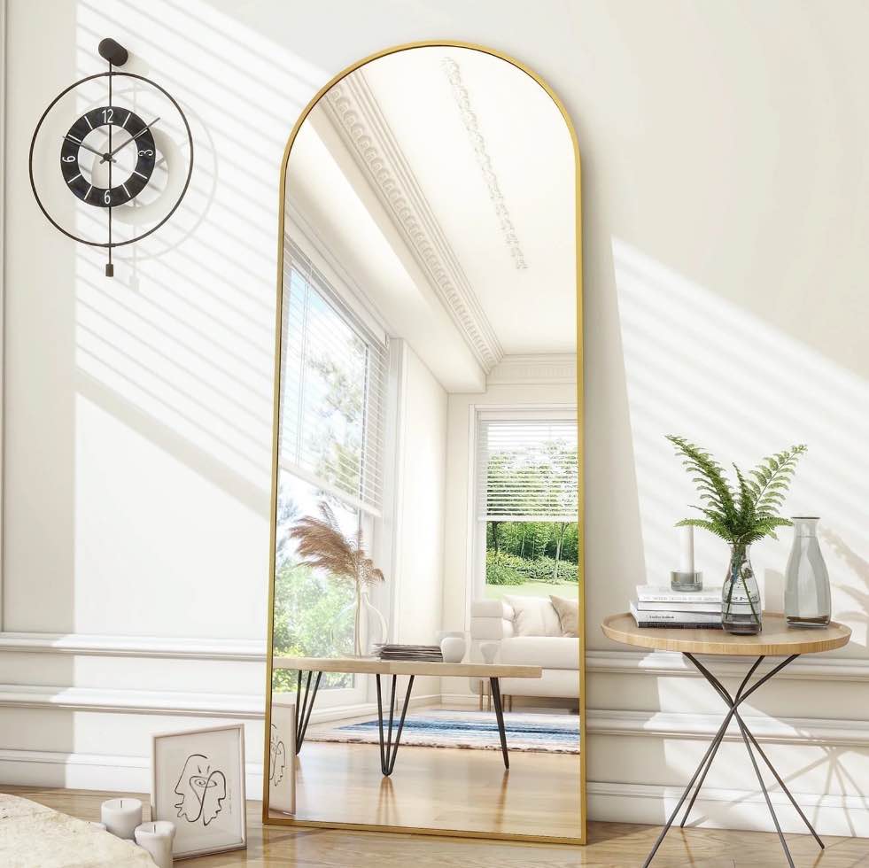 Beautypeak 71"x27.1" Arch Full Length Mirror Oversized Floor Mirrors, Gold