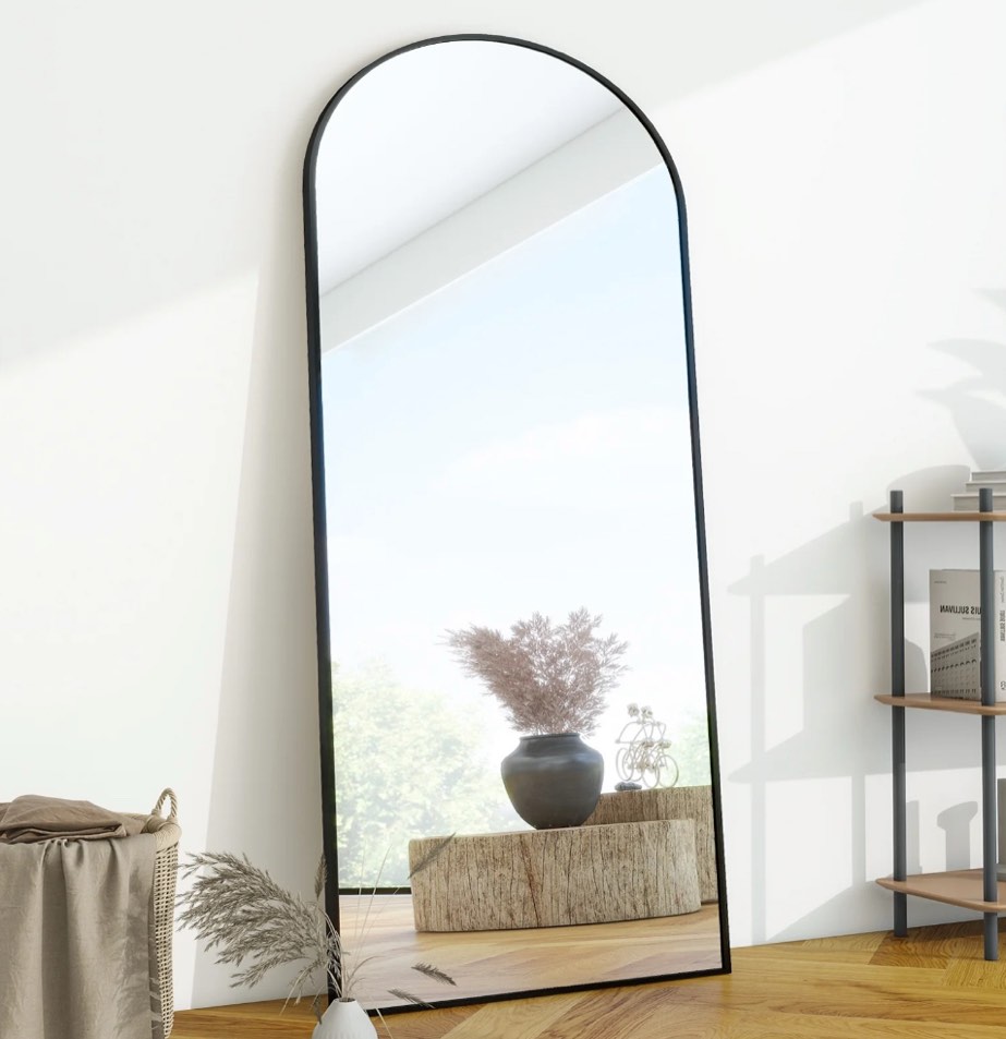 BEAUTYPEAK 71"x27.1" Arch Full Length Mirror Oversized Floor Mirrors for Standing Leaning, Black