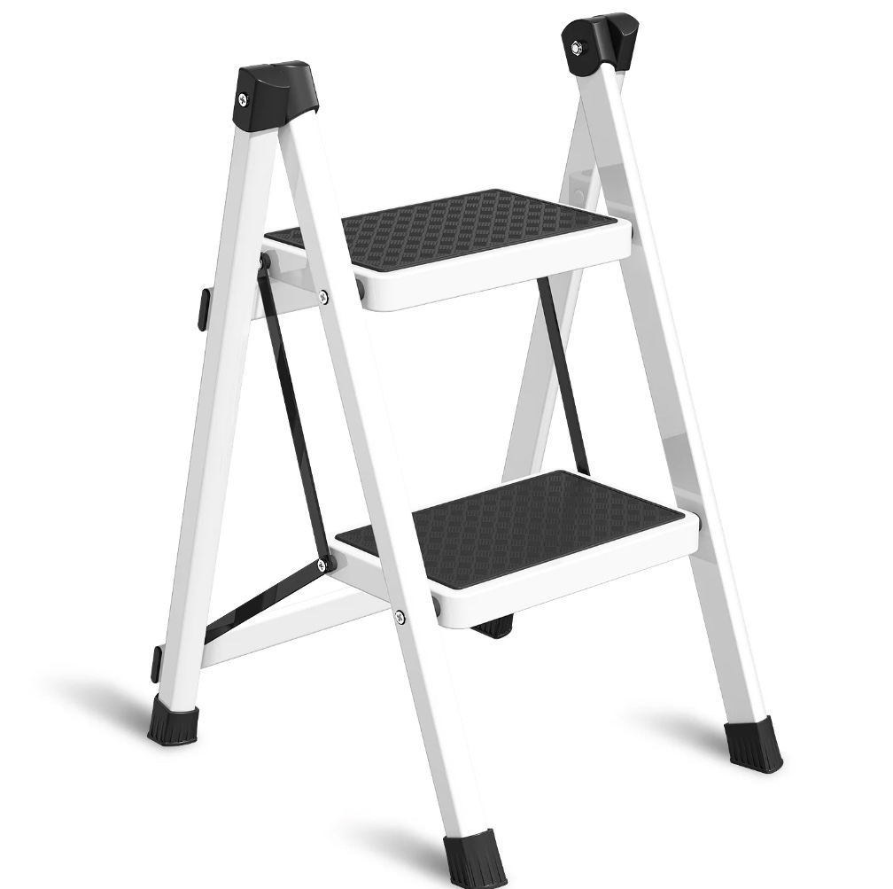 Cshidworld 2 Step Ladder, Folding Step Stool for Adults, Wider Upgraded Non-Slip Treads, Portable Lightweight Ladder for Home and Kitchen, Holds up to 330 Lbs