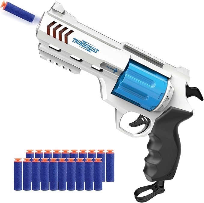 whatstem Foam Dart Blaster for Kids, Pull to Prime, 8-Dart Rotating Barrel, 20 Darts, Outdoor Toys S