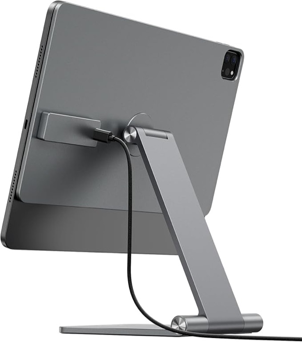 Magnetic iPad Stand, Wireless Charging iPad Stand for Desk, 360°Rotation Magnetic Mount for ipad Air