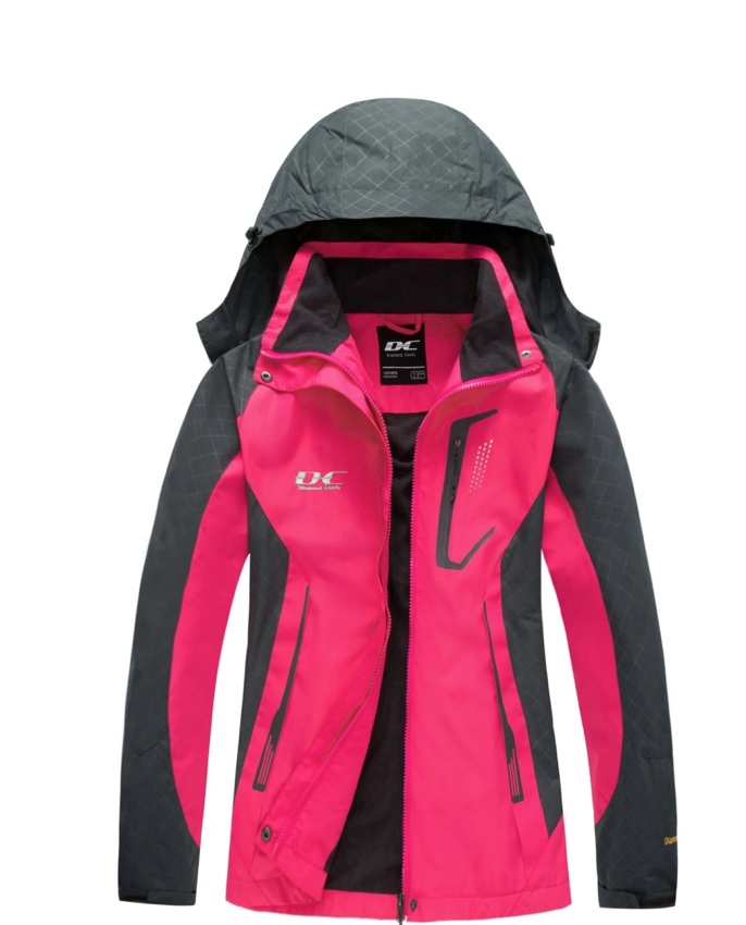 Diamond Candy Women's Waterproof Rain Jacket with Hood Windproof Lightweight Outdoor Raincoat for hiking skiing Size M
