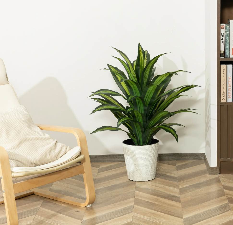 HiPlants 40in Artificial Dracaena Plants, 3ft Fake Plastic Tree, Pre Potted Faux Greenry Tree for Home Decor Office Living Room Indoor, Big Fake Plants Fake House Plants