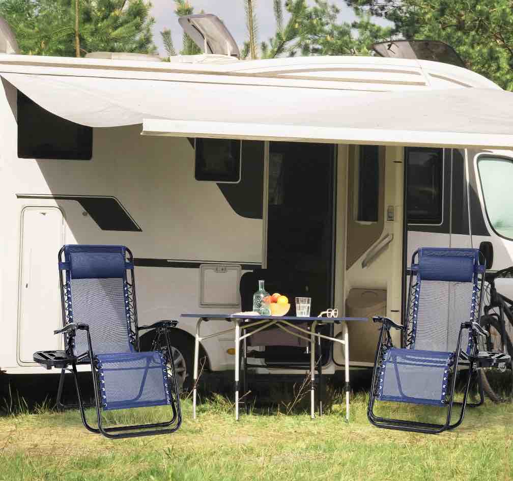 CONCETTA 2PCS Zero Gravity Patio Recliner, Textilene Folding Lounge with Adjustable Pillow & Cup Tray, Blue