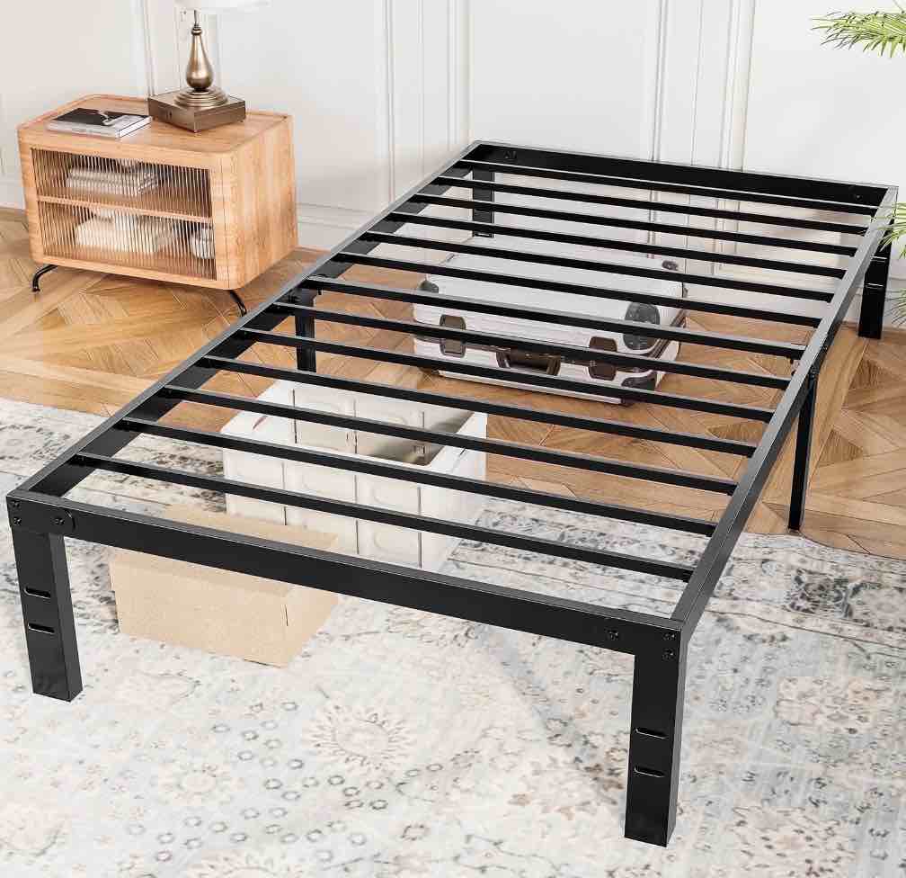 CONCETTA 14" Twin Bed Frame, Heavy Duty Metal Platform Bed Frame with Underbed Storage for Bedroom, No Box Spring Required, Black