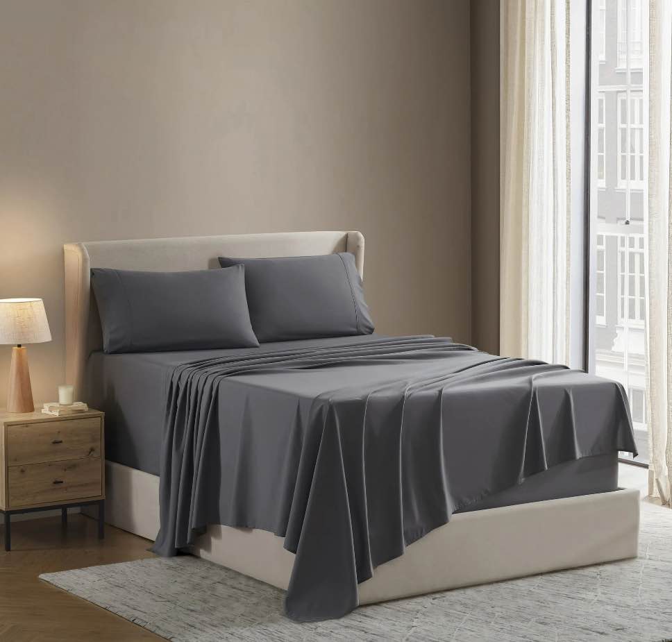 Clara Clark Full Size Sheets Set, Hotel Luxury 4 Piece Deep Pocket Sheets, Ultra Soft Microfiber Bed Sheets Set, Dark Gray