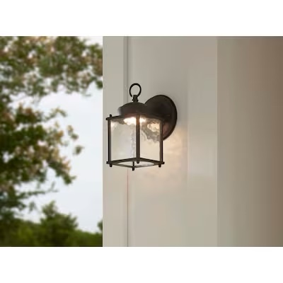 Project Source Bentree 8.25-in H Matte Black Hardwired Integrated LED Outdoor Wall Light