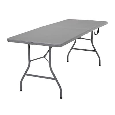 Cosco 2.43-ft x 6-ft Fold-in-Half Indoor or outdoor Rectangle Resin Gray Folding banquet table 8 -Person