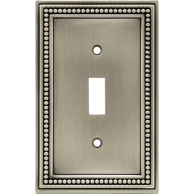 allen + roth Beaded 1 -Gang Midsize Size Brushed satin pewter Metal Indoor Toggle Wall Plate
