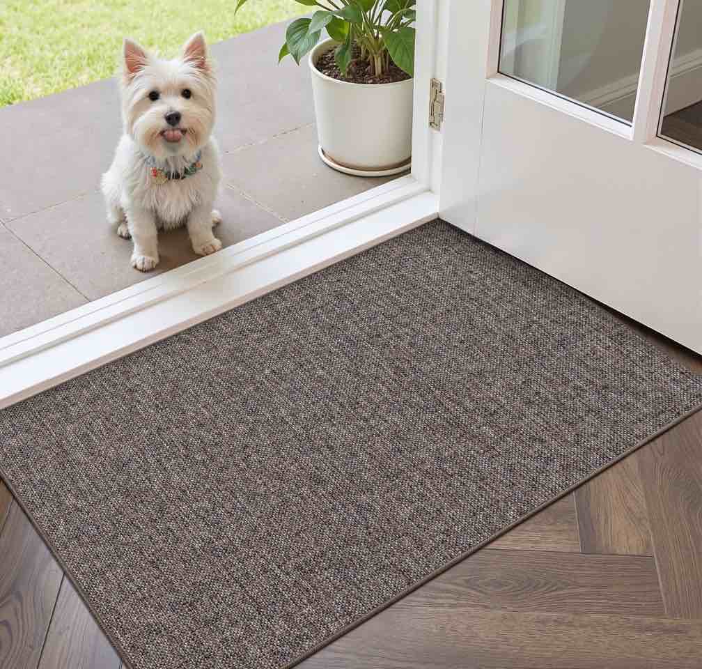 OEAKAY Indoor Doormat 24"x36",Non-Slip Front Door Mats Rug for Inside Washable, Low Profile Entry Rug for Entryway Indoor, Dirt Trapper Absorbent Indoor Welcome Floor Mats for Home,Brown
