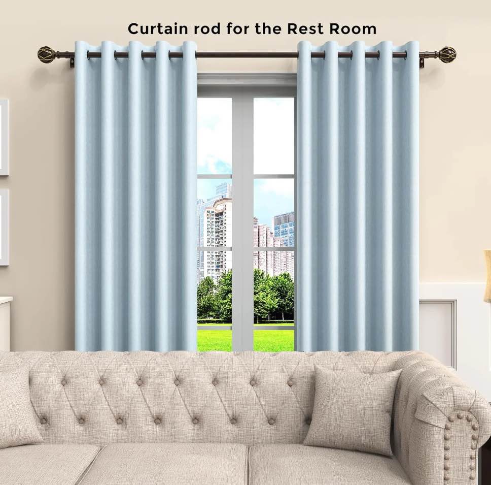 BloomFlower Short Curtain Rods for Window 18-30 inches Thick Tube  Never Bend  Adjustable Length  Bronze Curtain Rods