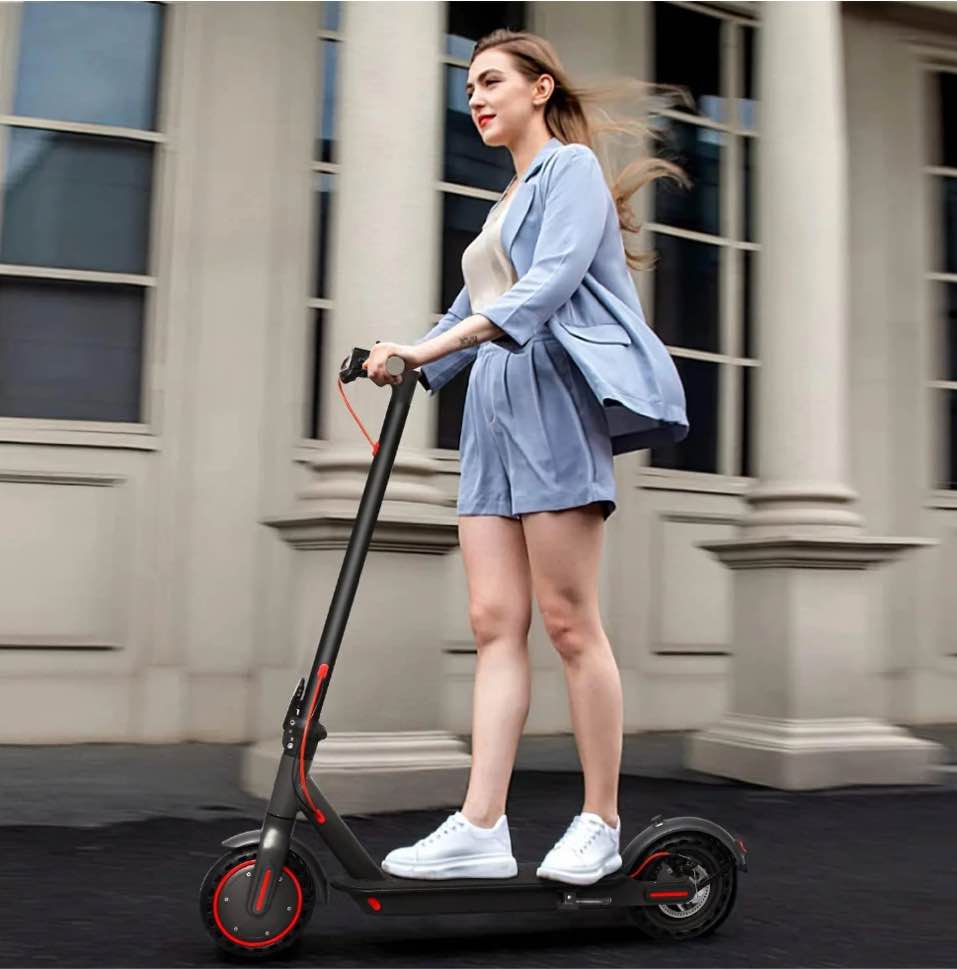 JOYHIS Electric Scooter for Adults, 350W motor 15 MPH Portable Folding Commuting Electric Scooter Up to 21 Miles Range, 8.5"Anti-skid solid tyre , with Double Braking System and App