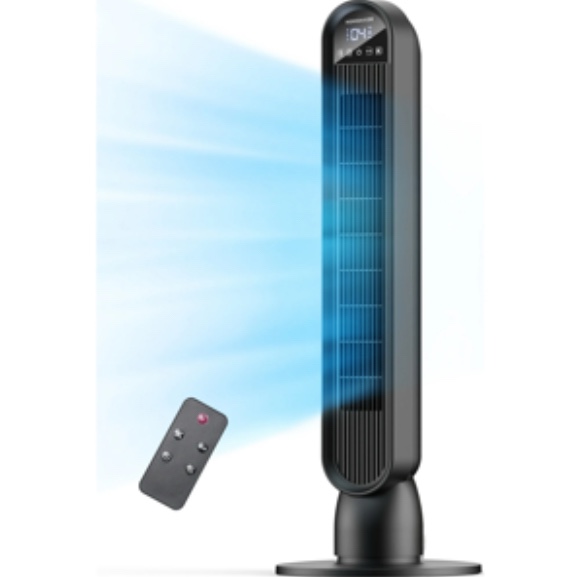 Tower Fan for Home,36" Standing Floor Fan with Remote LED Touchscreen,HOMSHADE Wide Oscillating Fan,Quiet Home Fan,26 ft/s High Velocity,4 Speeds,4 Modes,8H Timer