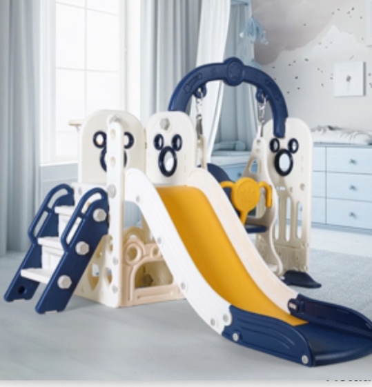 Arlopu Kids Slide and Swing Set, Large Toddler Slide Climber Playset with Ball & Basketball Hoop, Storage Space, Anti-Slip Steps, Indoor Outdoor Playground Toy for Boys & Girls