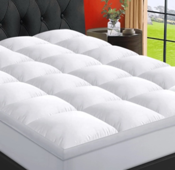 EMONIA 100% 400TC Mattress Topper California King for Back Pain, Extra Thick Cooling Mattress Pad, Mattress Protector Pillow Top Mattress Cover with 8-21" Deep Elastic Pocket, Plush Soft Down White