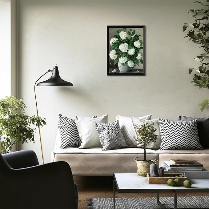 Dazzlewall Vintage Flower Wall Art Poster White Hydrangea Painting, Farmhouse Botanical Wall Art Prints for Bathroom Bedroom Living Room Decor  in Unframed