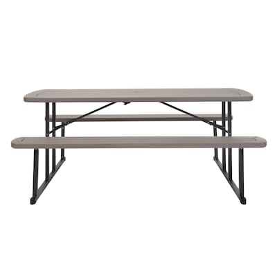 Project Source 72-in Brown Resin Rectangle Folding Picnic Table