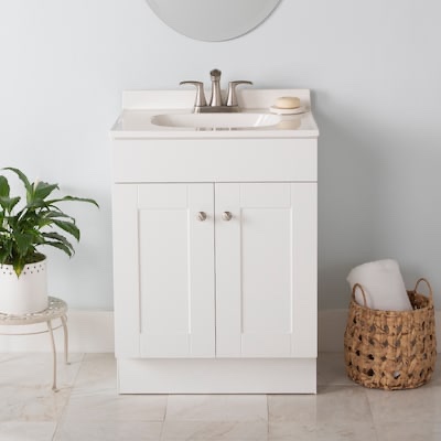 Project Source Dover 24-in True White Single Sink Bathroom Vanity Cabinet-cabinet only