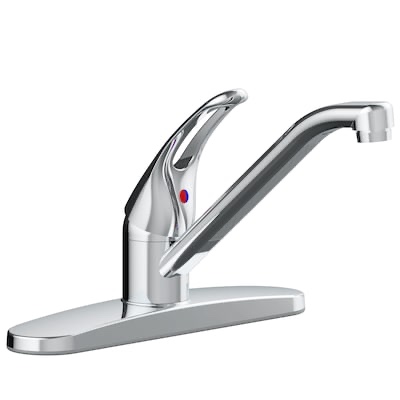 Project Source Wakebridge Polished chrome Single Handle Deck-mount Kitchen Faucet ( Deck Plate Included ) 