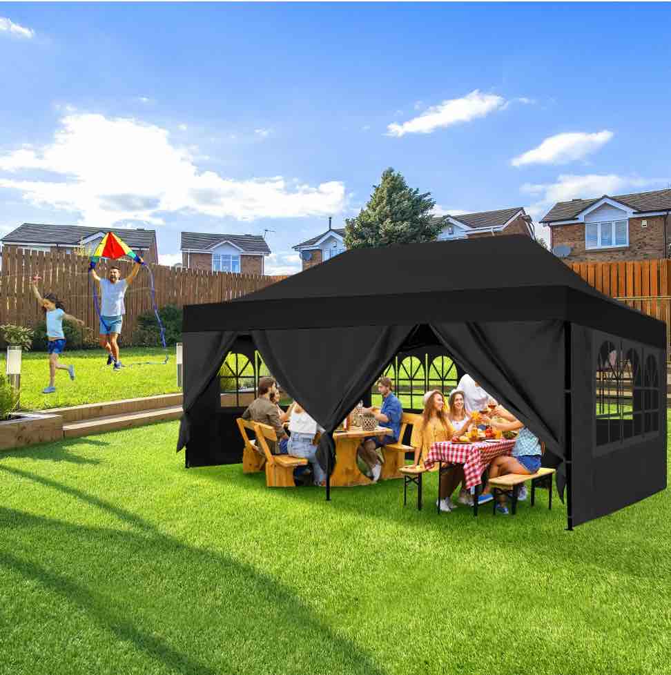 GVDV 10x20 FT Pop up Canopy tent with Removable Sidewalls, Instant Canopies Portable Gazebo, UV Resistant Waterproof, Enclosed Canopy Tent for Outdoor Events, Patio, Backyard, Party, Parking
