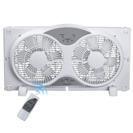9 Twin Window Fan with Remote Control 3 Speed Bedroom Window Fan Reversible Airflow Exhaust and Intake Quiet Operation Fan Window Easy to Install