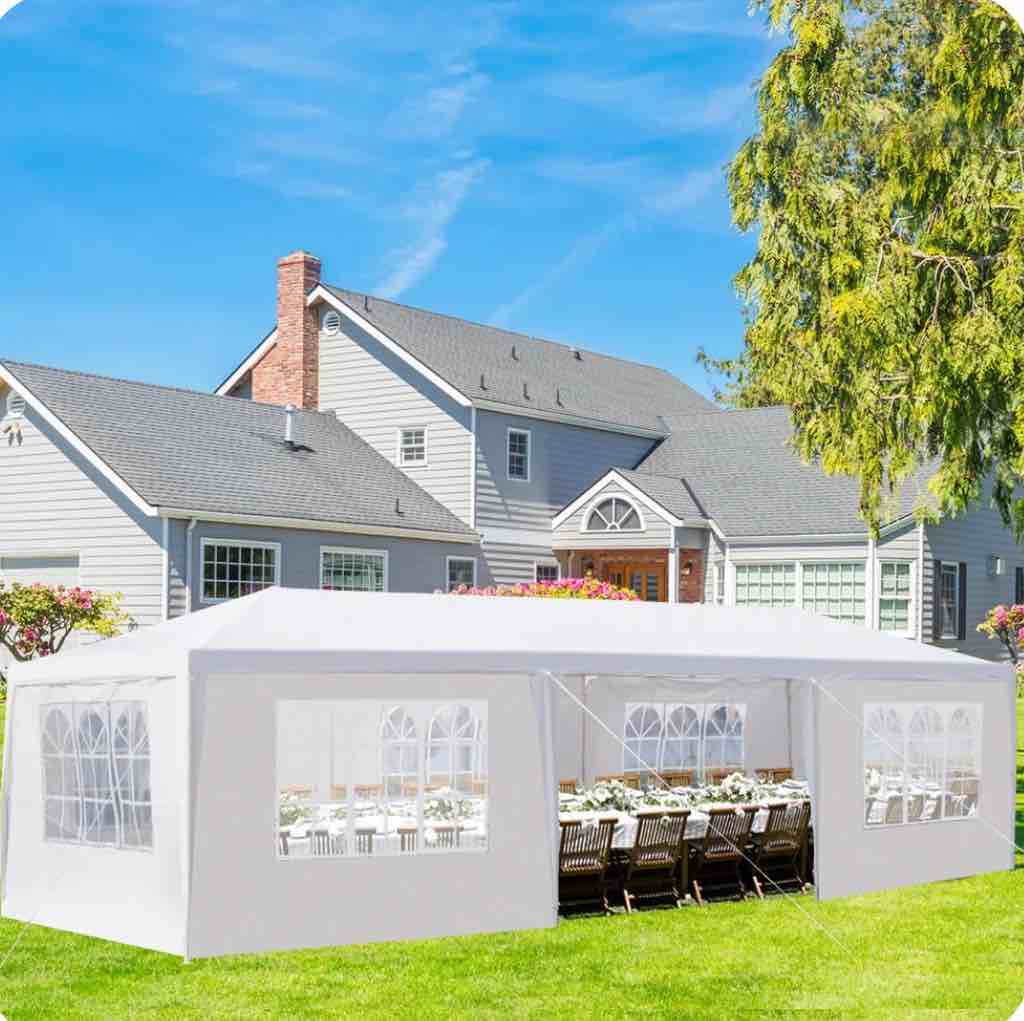 Ktaxon 10' x 30' Canopy Party Outdoor Wedding Tent Gazebo 7 Walls Pavilion White