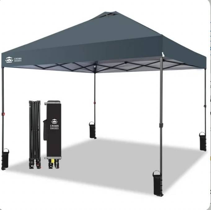 10x10 Pop Up Canopy Patented Center Lock One Push Instant Outdoor Canopy Tent Grey