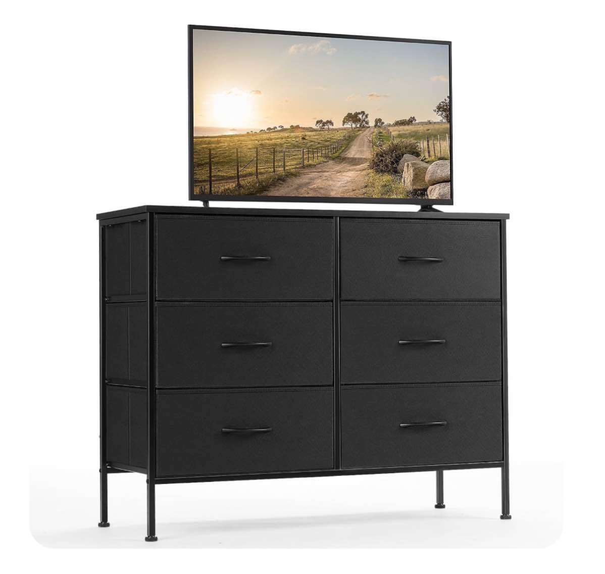 CONCETTA 6-Drawer Fabric Dresser Storage Chest for Bedroom, Closet, Storage Furniture for Adults, Black