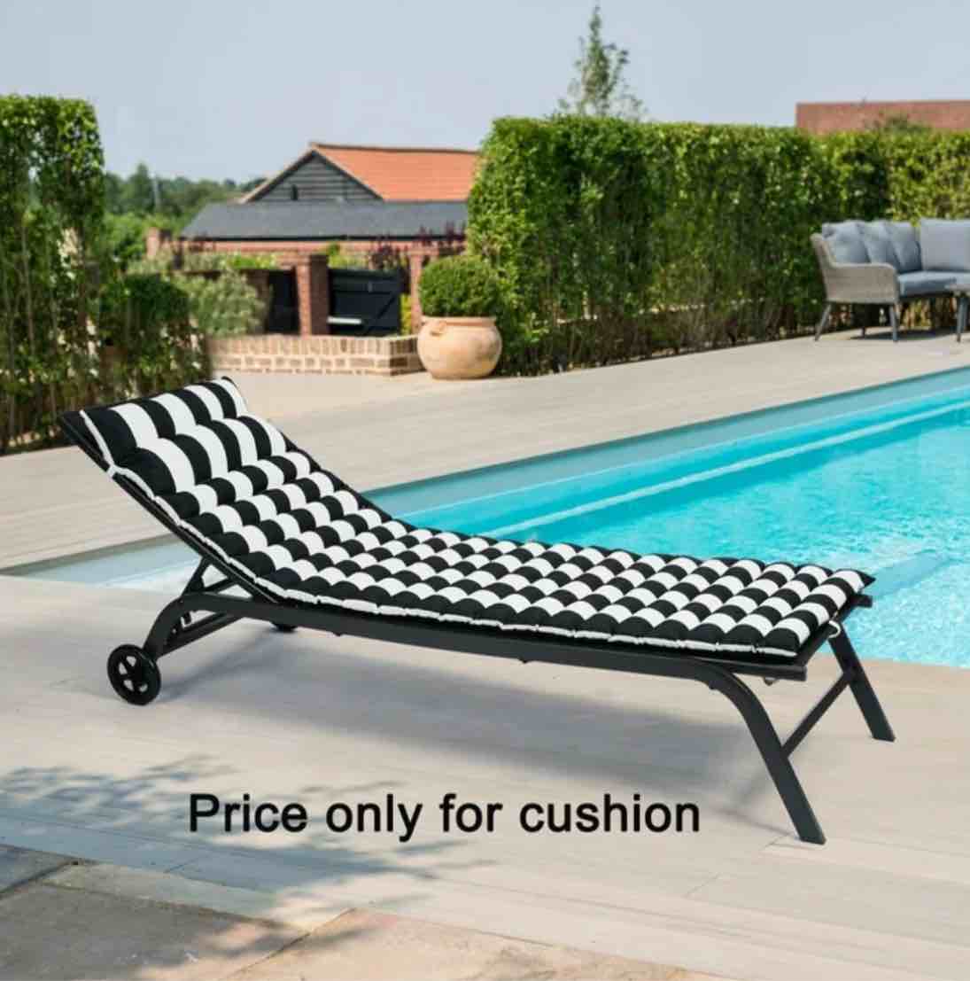 2PCS Set 72.83 x 23.62 in. Outdoor Chaise Lounge Cushion Replacement Cushion?Black White Stripe