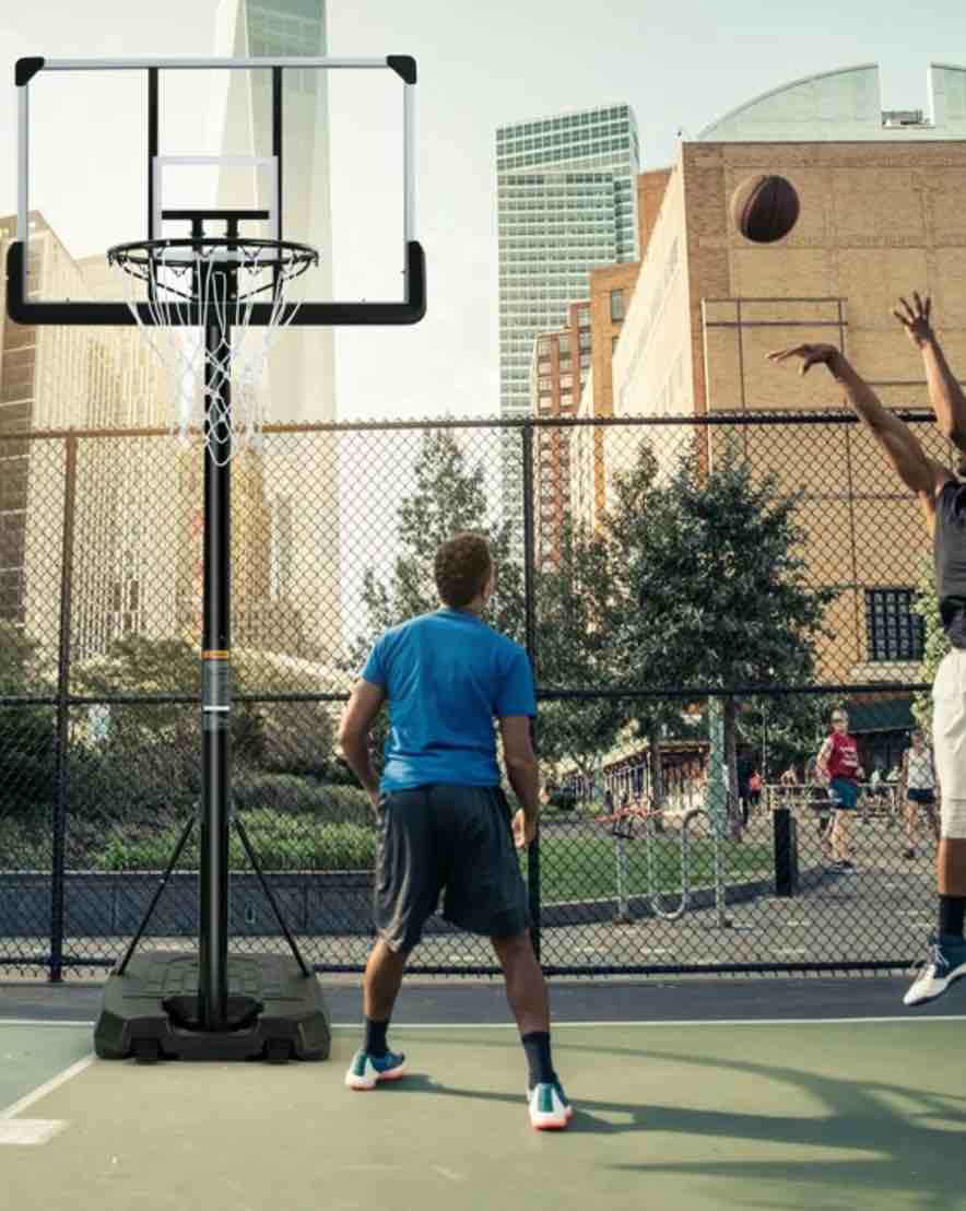 Portable Basketball Hoop Goal Basketball Hoop System Height Adjustable 7 ft. 6 in..10 ft. with 44 inch Indoor Outdoor PVC Backboard Material