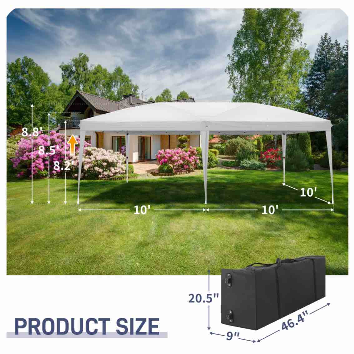 Ktaxon 10'x 20' EZ POP UP Party Tent Wedding Gazebo Canopy Marquee SideWalls White