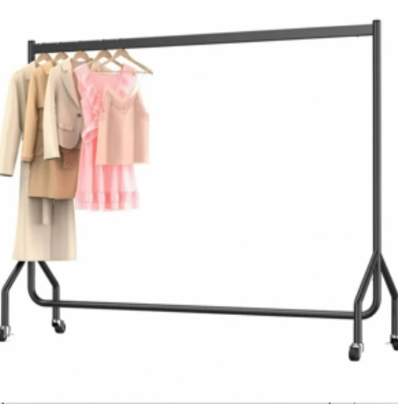 Nefoso Heavy Duty Clothes Rack with Wheels,Rolling Garment Clothing Rack for Display and Storage, Hanging Clothes,71"L x 18.4"W x 60"H(Black)