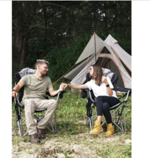 KingCamp Oversized Heavy-Duty Folding Camping Chair - Extra Wide Design, Padded Seat & Lumbar Support, Ideal for Adults, Support 353LBS, Fishing, Picnic & Travel (Black)