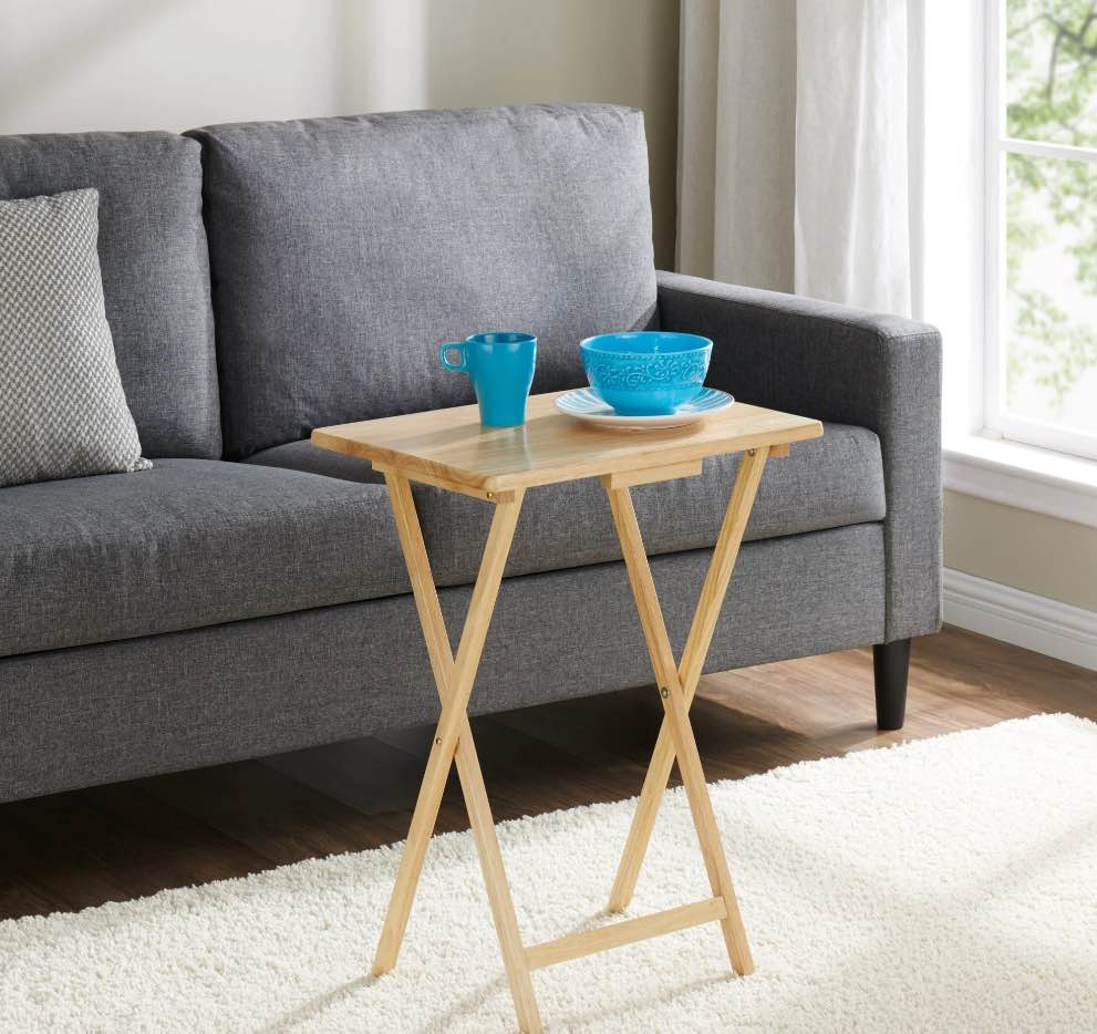 Mainstays Folding Tray Table - Natural, 19x15x26 inch