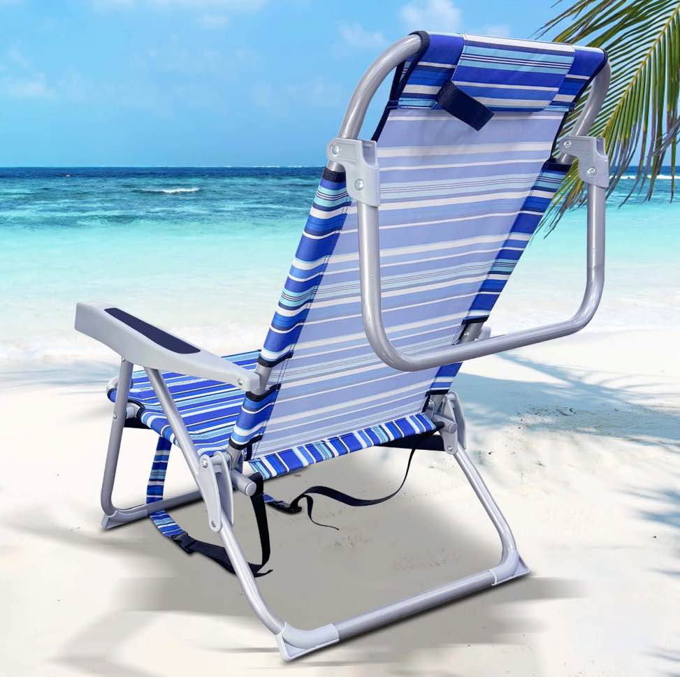 GVDV Backpack Beach Chair for Adults, Portable Folding Beach Chair with Cup Holder and Towel Rack, 4-Position Adjustable Reclining Chair for Beach, Camp, Outdoor