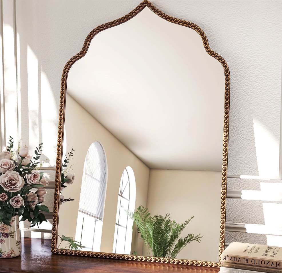 Goosiay Arched Mirror for Wall, 20" x 30" Vintage Bathroom Mirror, Wall Mirror for Living Room, Bedroom, Entryway, Antique Bronze Mirror