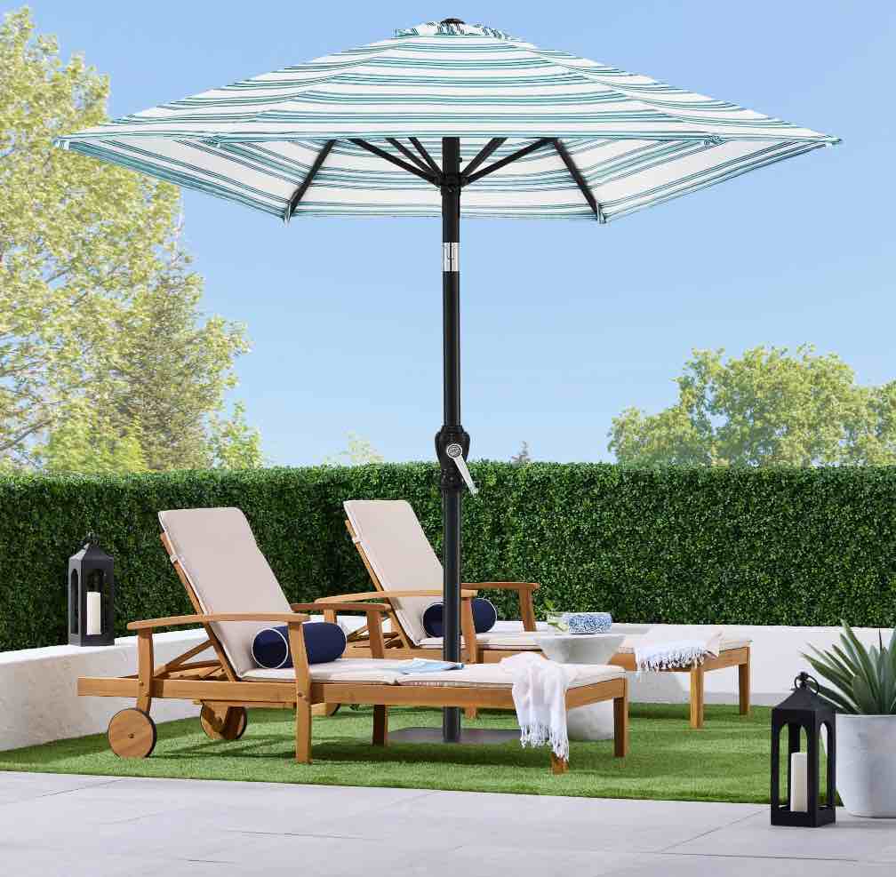 Best Choice Products 10ft Outdoor Steel Market Patio Umbrella w/ Crank  Tilt Push Button  6 Ribs - Striped Sky Blue