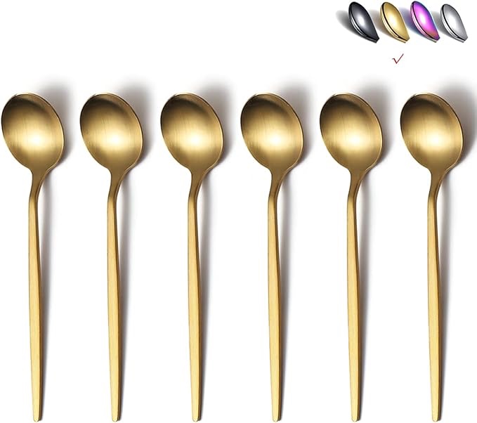 50Pcs Gold Stainless Steel Dinner spoons 8 Inch, Cutlery spoon, Metal Forks for Home, Restaurant, Kitchen, Dishwasher Safe