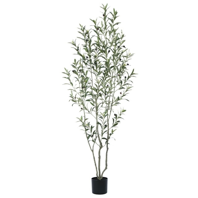 Realead 6ft Faux Olive Tree, Tall Olive Tree Plants, Fake Potted Olive Silk Tree, Artificial Olive Trees for Modern Home Office Living Room Floor Decor Indoor